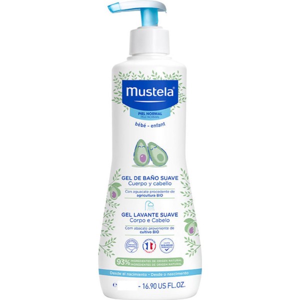 Mustela bebe gel de baño suave cuerpo y cabello piel normal 750ml